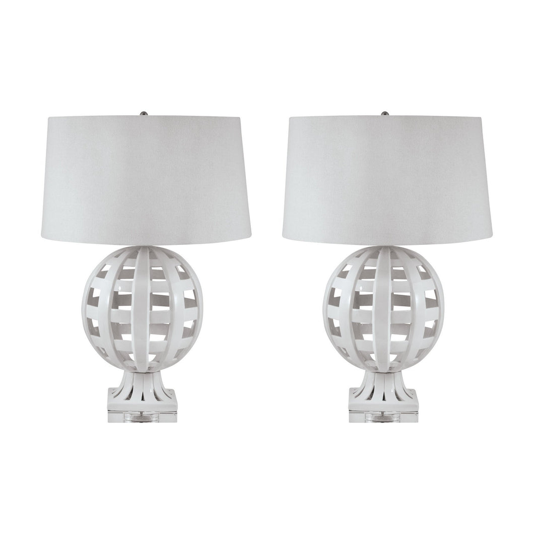 Dimond Lighting Open Work Ceramic Globe Table Lamps - Set Of 2