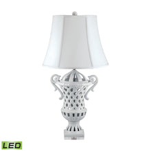 Dimond Lighting Lattice-Handled Ceramic Urn Table Lamp In White