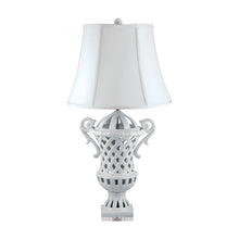 Dimond Lighting Lattice-Handled Ceramic Urn Table Lamp In White