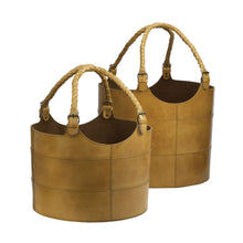 Dimond Home Nested Leather Buckets - Set Of 2