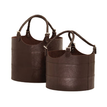 Dimond Home Nested Leather Buckets - Set Of 2