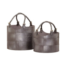 Dimond Home Nested Leather Buckets - Set Of 2