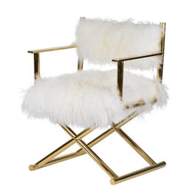 A&B Home Mongolian Fur Director Chair - Gold