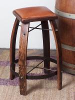 2-Day Designs 26 Stave Stool w/ Tan Leather Seat __007