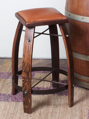 2-Day Designs 24 Stave Stool w/ Tan Leather Seat __007