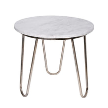 A&B Home White Top with Silver Legs End Table