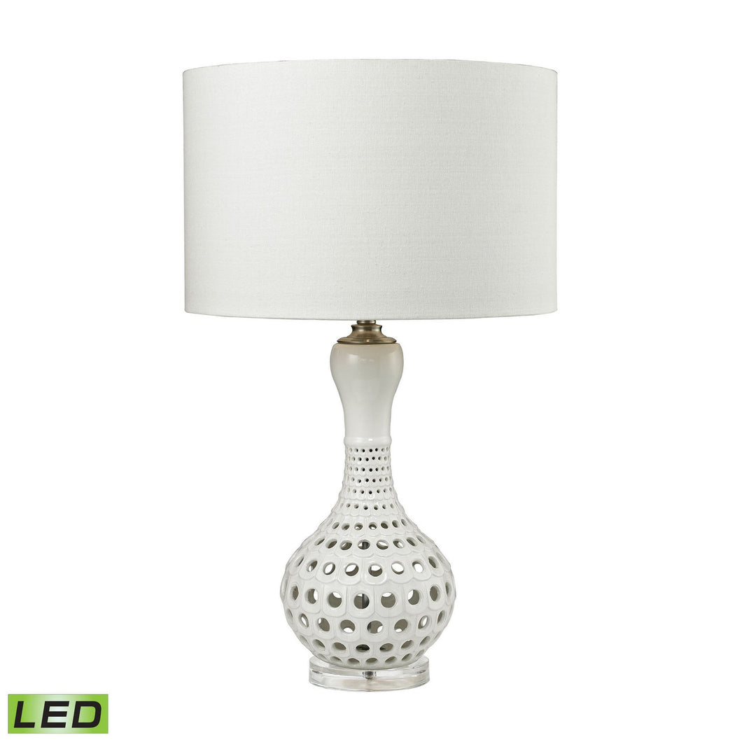 Dimond Lighting Open Work Table Lamp in Gloss White Ceramic